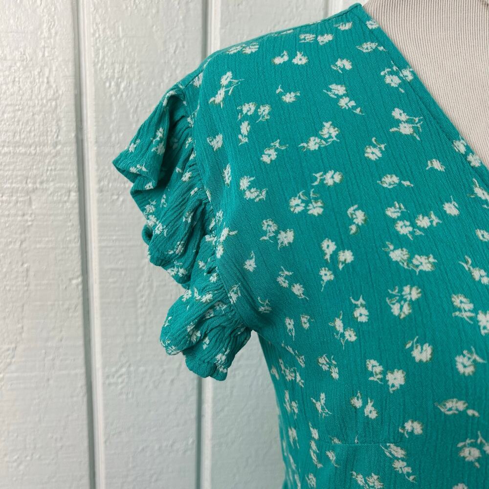 Billabong Floral Wrap Mini Dress Beach Surfer Boho Blue Women S - Picture 2 of 8